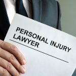 Personal injury lawyer with clipboard and law.